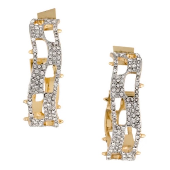 ALEXIS BITTAR Checkerboard CrystalEncrusted Hoop Earrings. NWOT